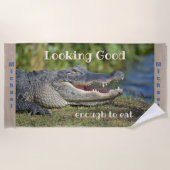 Lachende Alligator Grappige Wildlife Fotografisch Strandlaken (Voorkant)