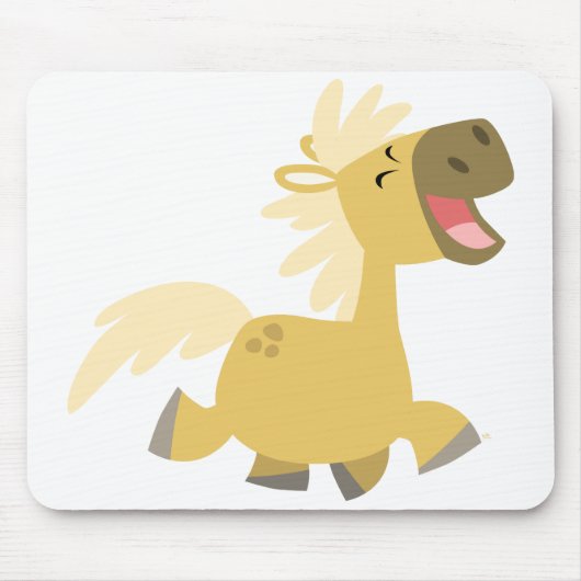 Lachende Cartoon Pony mousepad Muismat (Voorkant)