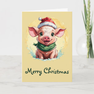 Lachende dieren kerstfavorieten - Biggetje 1 Kaart