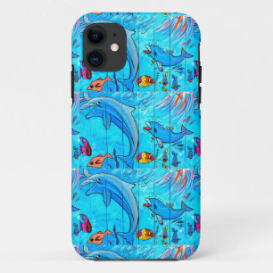 lachende dolfijnen blauwe geval iPhone 11 hoesje