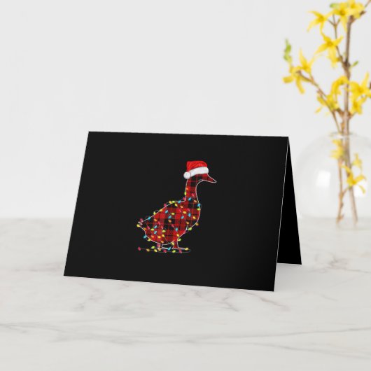 Lachende Eend Kerstlicht Rode Geruite Matching Kaart (Gele Bloem)
