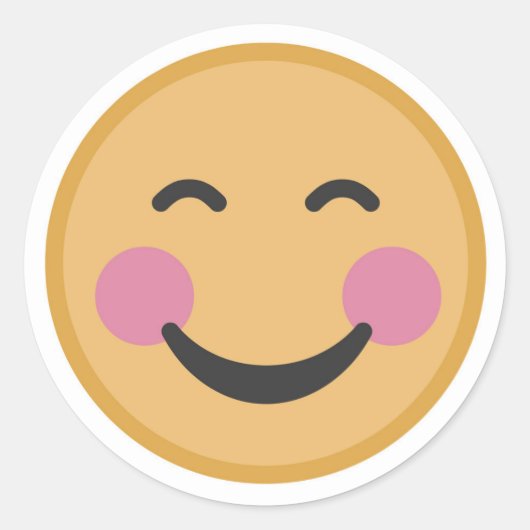 Lachende Emoji Blozend Gezicht Ronde Sticker (Voorkant)