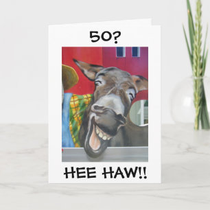 "LACHENDE EZEL GROET" VOOR "50ste" VERJAARDAG Kaart