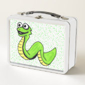 Lachende Fun Cartoon Snake Heldergroen op Stippen (Voorkant)