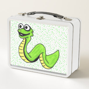 Lachende Fun Cartoon Snake Heldergroen op Stippen