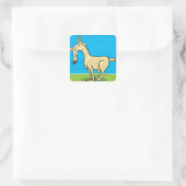 Lachende Geiten Cartoon Boerderij Dier Vierkante Sticker (Tas)