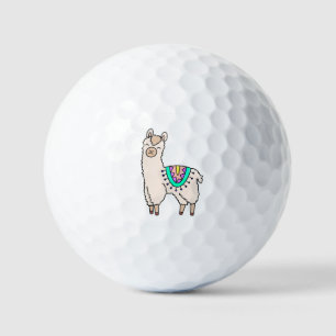 lachende gelukkige lama alpaca cartoon dier tekeni golfballen