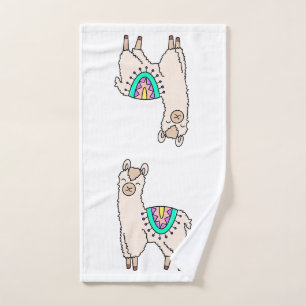 lachende gelukkige lama alpaca cartoon dier tekeni handdoek