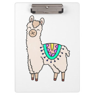 lachende gelukkige lama alpaca cartoon dier tekeni klembord