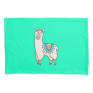 lachende gelukkige lama alpaca cartoon dier tekeni kussensloop