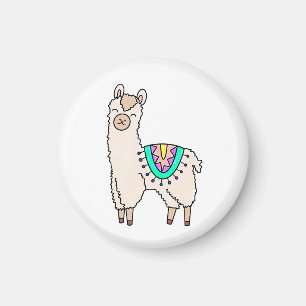 lachende gelukkige lama alpaca cartoon dier tekeni magneet
