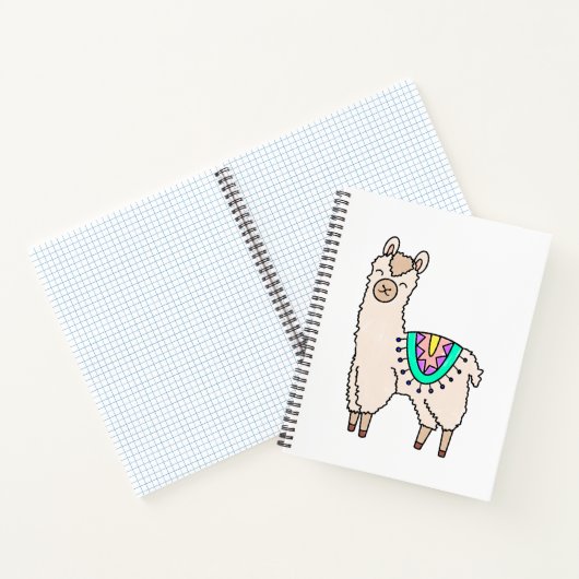 lachende gelukkige lama alpaca cartoon dier tekeni notitieboek (Binnen)