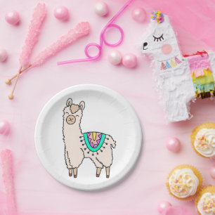 lachende gelukkige lama alpaca cartoon dier tekeni papieren bordje