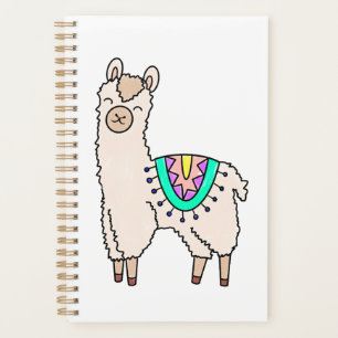 lachende gelukkige lama alpaca cartoon dier tekeni planner