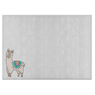 lachende gelukkige lama alpaca cartoon dier tekeni snijplank
