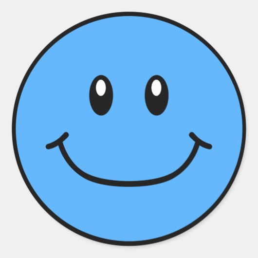 Lachende Gezicht Stickers Blauw 0001 (Voorkant)