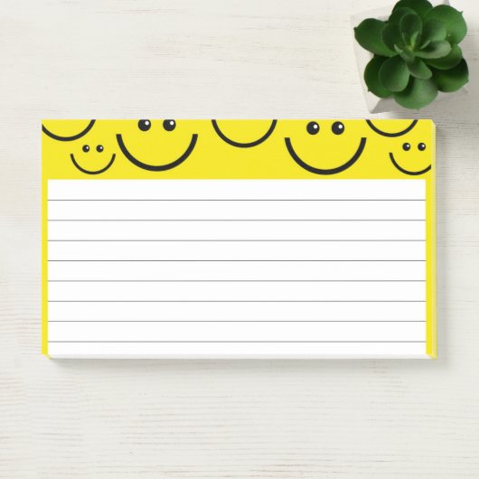 Lachende gezichten in zonnebloemgeel post-it® notes (Kantoor)