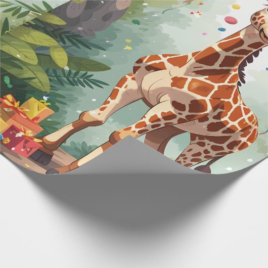 Lachende Giraffe in Oerwoud | Inpakpapier (Hoek)