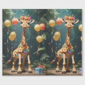 Lachende Giraffe met geschenken | Inpakpapier (Vlak)
