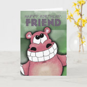 Lachende Hippo-Verjaardag Kaart (Gele Bloem)