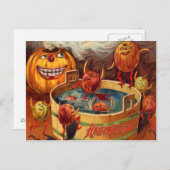 Lachende Jack O' Lantaarn Pompoen Appel Briefkaart (Voorkant / Achterkant)
