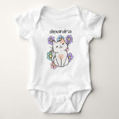 Lachende Kat met Bloemen Monogram Romper (Voorkant)