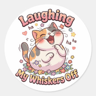 Lachende Kat Verlengt Snorharen Ronde Sticker