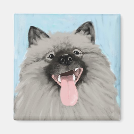 Lachende Keeshond Magneet (Voorkant)
