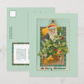  lachende kerstman, kerstboom en ster briefkaart (Voorkant / Achterkant)