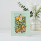  lachende kerstman, kerstboom en ster briefkaart (Staand voorkant)