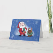 Lachende Kerstman Rendier Lab Cute Vouwkaart Feestdagen Kaart (Voorkant)