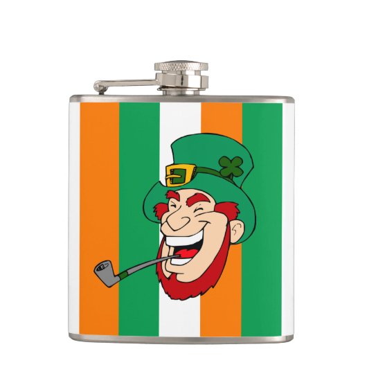Lachende Leprechaun St. Patrick's Day Heupfles (Voorkant)