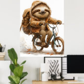 Lachende luiaard fietser poster (Thuiskantoor)