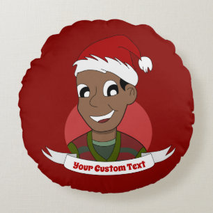 Lachende man Kerst cartoon Ronde Kussen