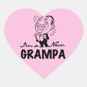Lachende nieuwe Grampa T-shirts en geschenken Hart Sticker