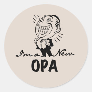 Lachende nieuwe Opa T-shirts en geschenken Ronde Sticker