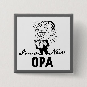 Lachende nieuwe Opa T-shirts en geschenken Vierkante Button 5,1 Cm