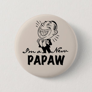 Lachende nieuwe Papaw Tshirts en geschenken Ronde Button 5,7 Cm