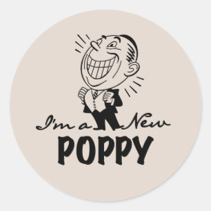 Lachende nieuwe Poppy T-shirts en geschenken Ronde Sticker