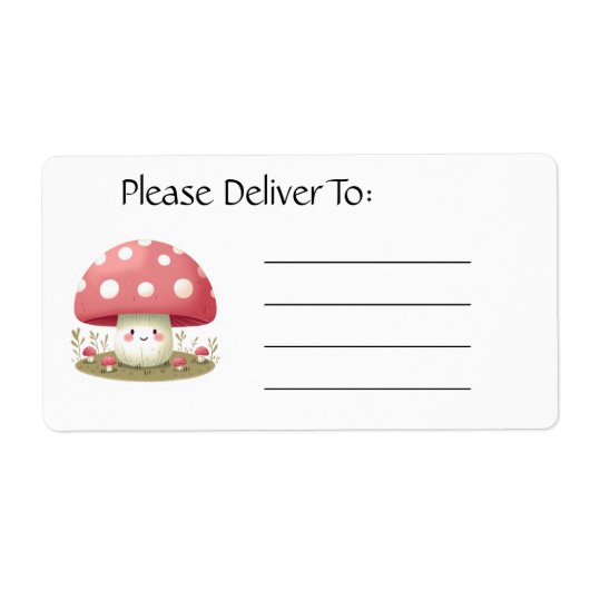 lachende paddenstoel etiket (Voorkant)