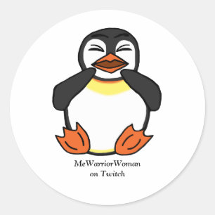 Lachende Pinguïn, MeWarriorVrouw op Twitch Ronde Sticker