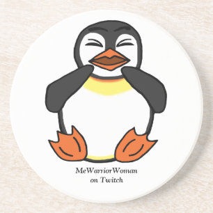 Lachende Pinguïn, MeWarriorVrouw op Twitch Zandsteen Onderzetter
