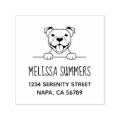 Lachende Pit Bull Dog Adres Zelfinktende Stempel (Design)