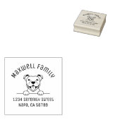 Lachende Pit Bull Dog Arch Familieadres Rubberstempel (Gestempeld)