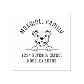 Lachende Pit Bull Dog Arch Familieadres Rubberstempel (Afrduk)