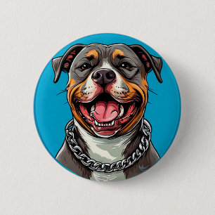 🐶 Lachende Pitbull-hond Liefhebber Badge Cadeau Ronde Button 5,7 Cm