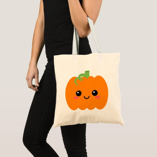 Lachende Pompoen Gezicht Graphic Canvas tas, Herfs Tote Bag (Voorkant (product))