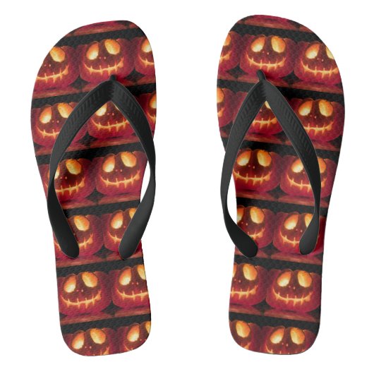 Lachende pompoen Halloween Seizoen Teenslippers (Voetbed)