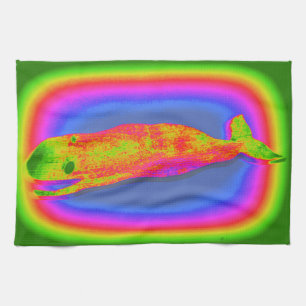 lachende psychedelische walvis handdoek