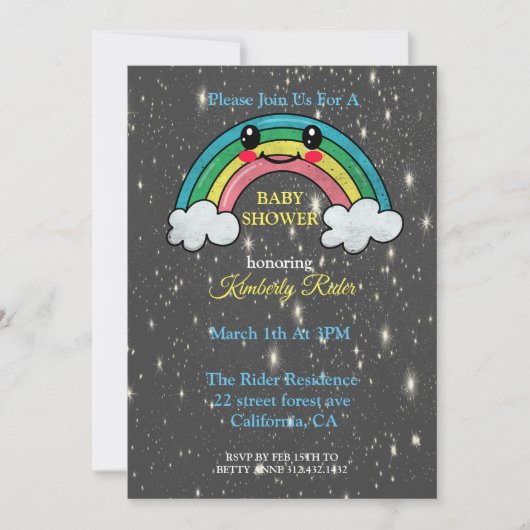 Lachende Rainbow Baby shower Invitation Kaart (Voorkant)